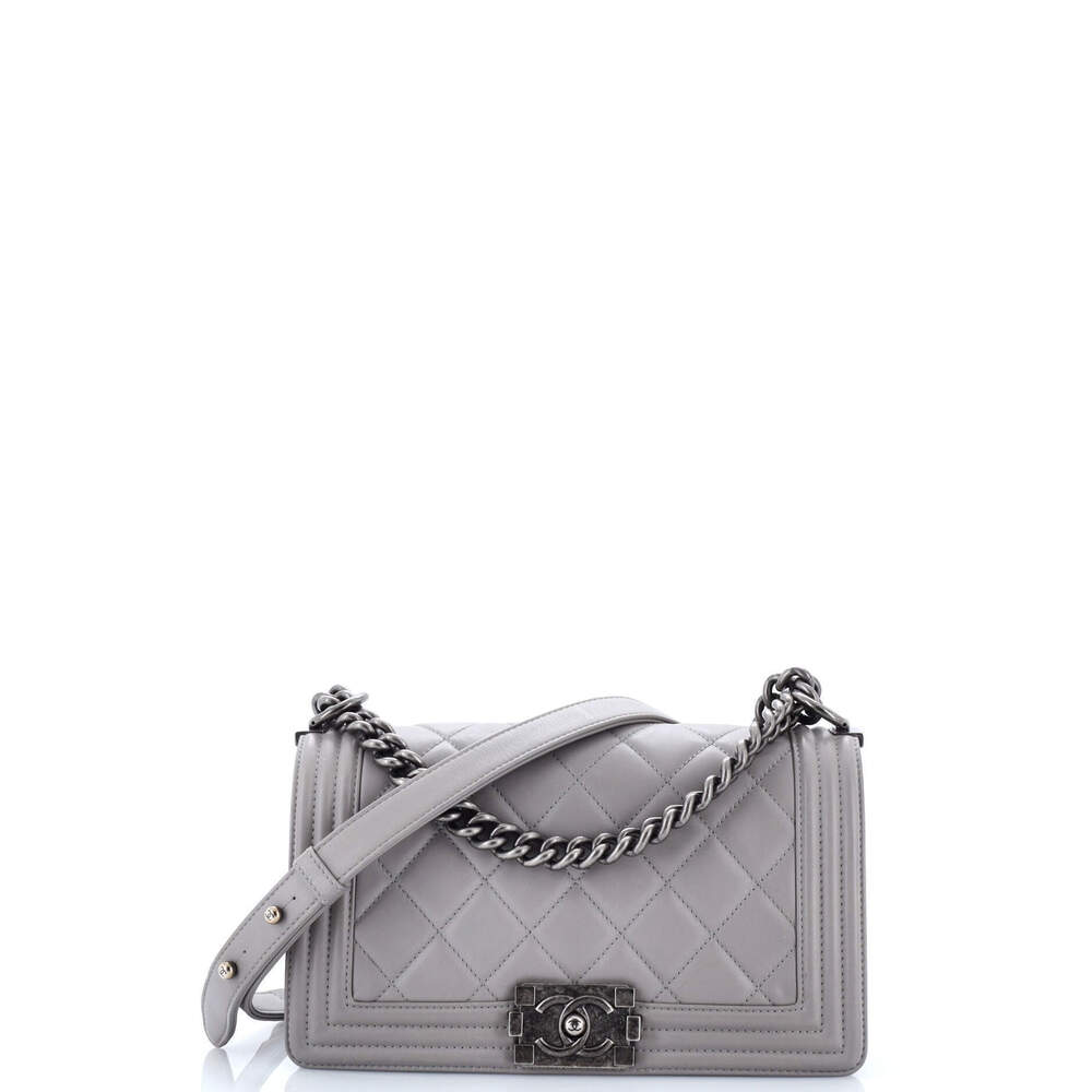 Chanel Old Medium Boy Flap Bag Quilted Lambskin